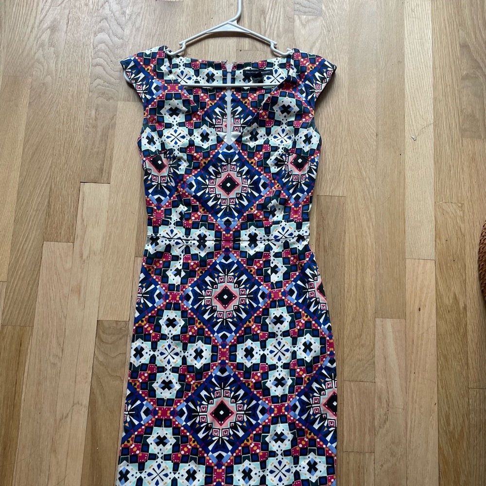 Geometric Print Bodycon Dress - Multicolor